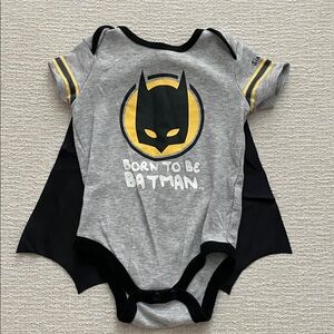 Gray Batman Baby Onesie with Cape.